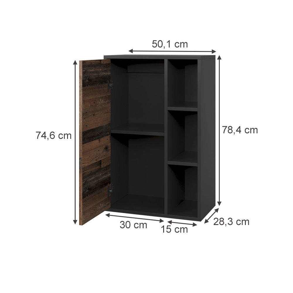 Vicco Libreria da parete Nero/antico 50.1 x 78.4 cm con 3 scomparti aperti