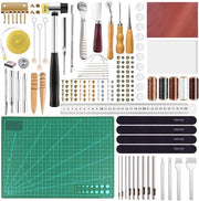 Set di accessori per la lavorazione del cuoio 58 pezzi - Set di accessori per la lavorazione del cuoio - Manutenzione a mano - Assemblaggio a mano - Incluso filo e accessori - Set di accessori pratico per i fai da te - Set di lavorazione del cuoio