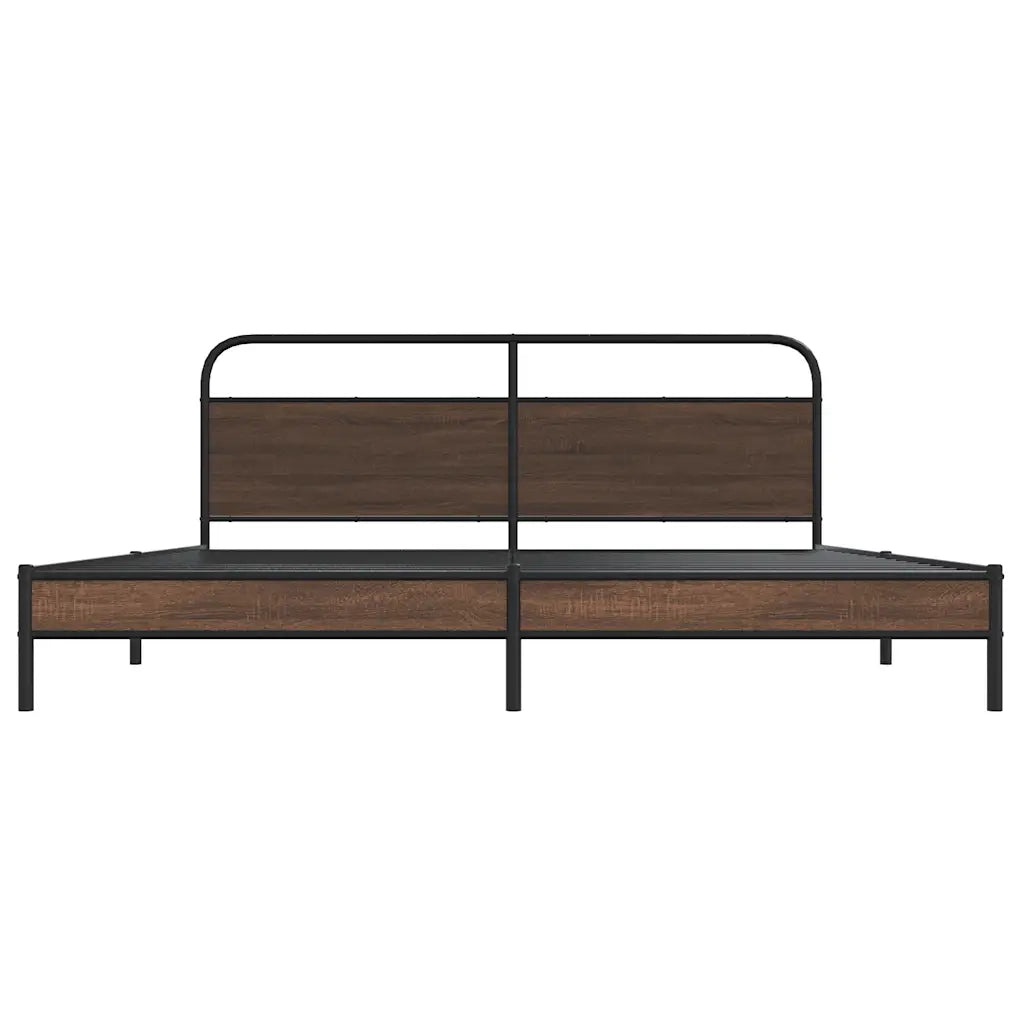 Letto matrimoniale | Letto per adulti | Giroletto senza Materaso in Metallo Rovere Marrone 200x200 cm