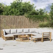 Set Salotto da Giardino 11pz con Cuscini Grigio Chiaro BambÃ¹cod mxl 124279