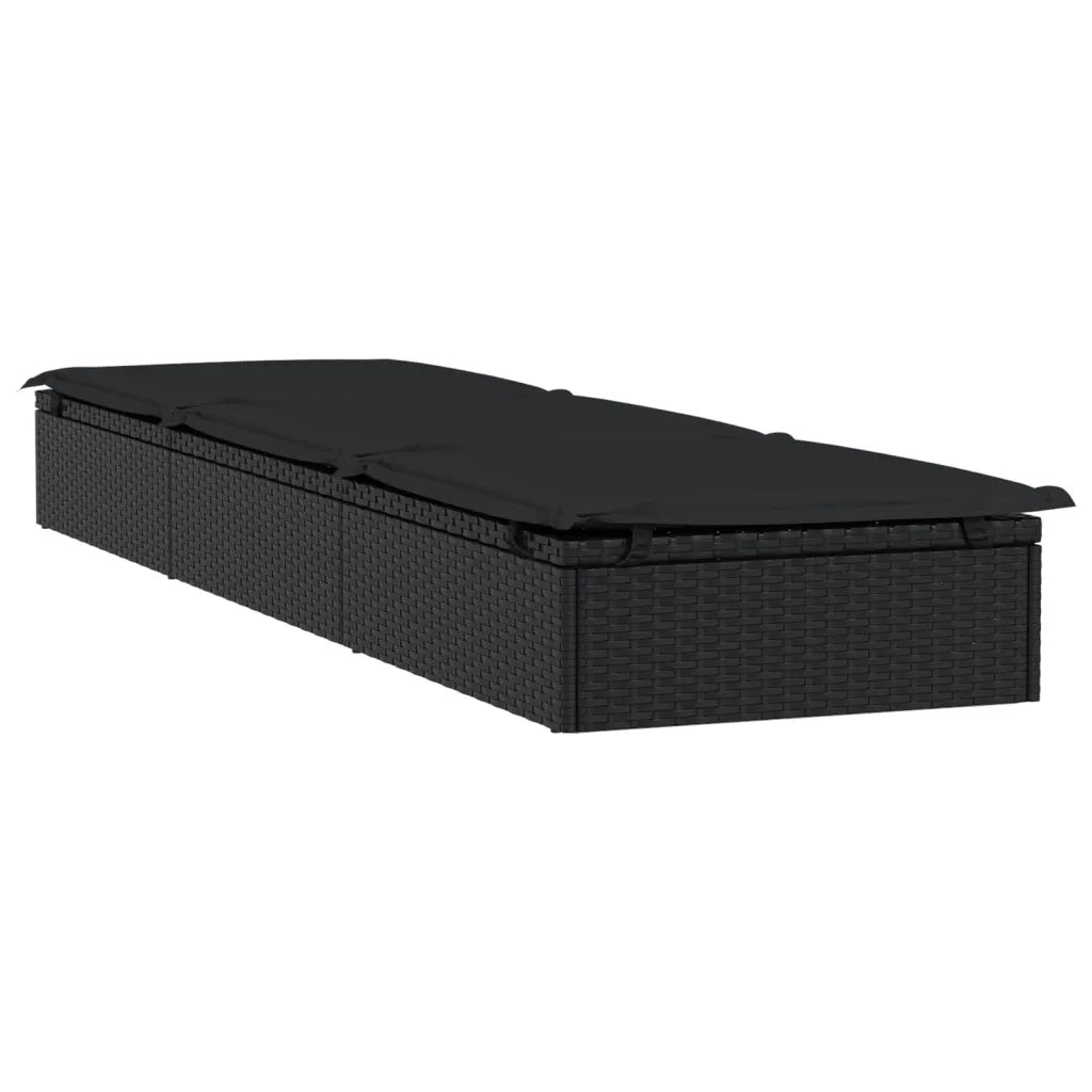 Lettino 1 pz con Cuscino Nero 201x55x62 cm in Polyrattan 319632