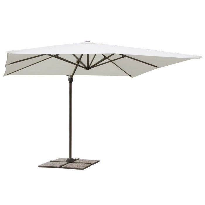 OMBRELLONE A BRACCIO DELUXE 3X4 M ECRU ALLUMINIO 360 GRADI BASE A CROCE MARMETTE