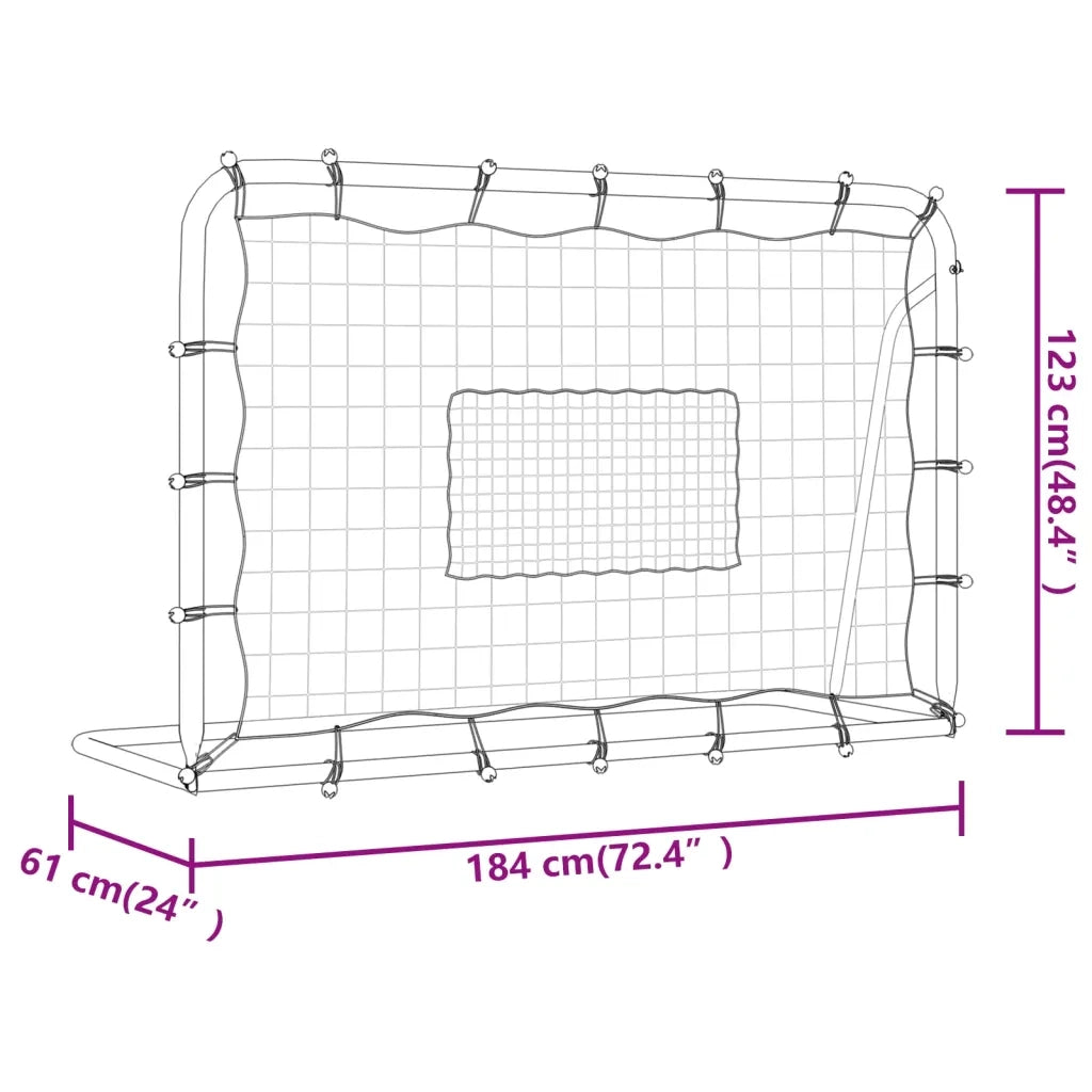 Rete Rimbalzante Calcio Bianca e Nera 184x61x123cm Acciaio e PE 93735