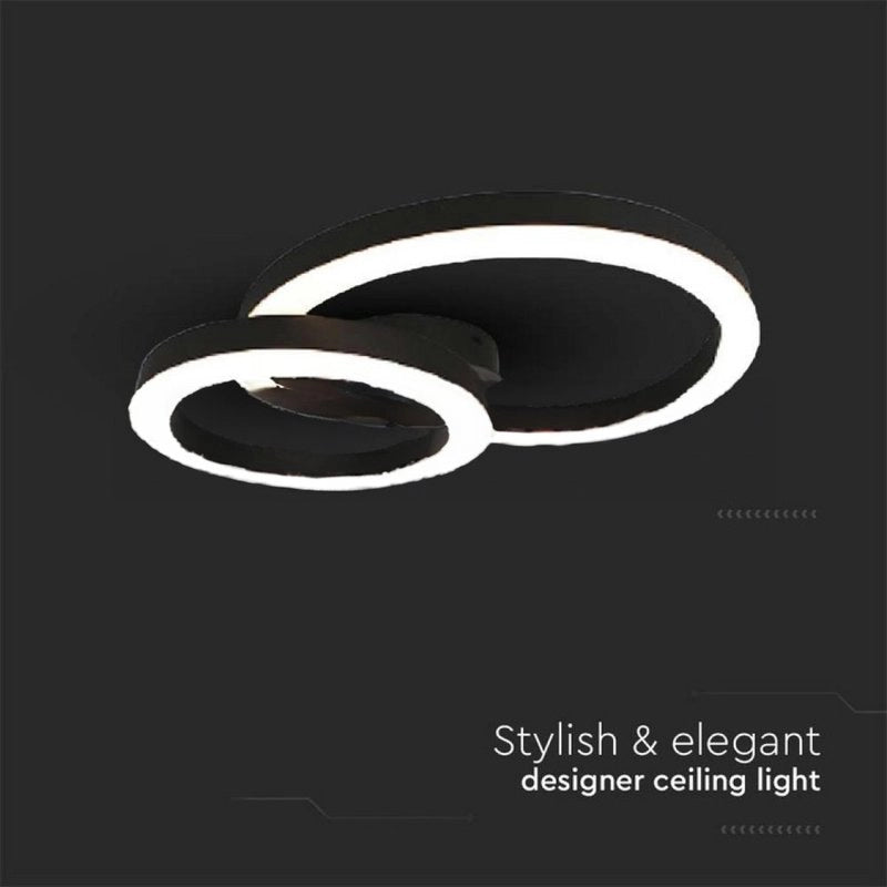 Plafoniera Lampadario LED 20W 2130LM Design Moderno a due Anelli 450X105mm Colore Nero 3000K SKU-7000