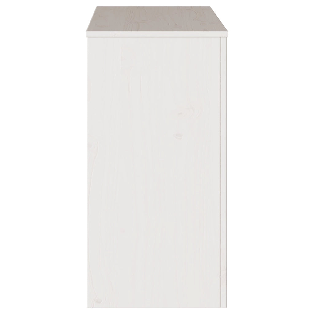 Tavolo Consolle "DRAMMEN" Bianco 89,5x37x73 cm Legno Massello Pino