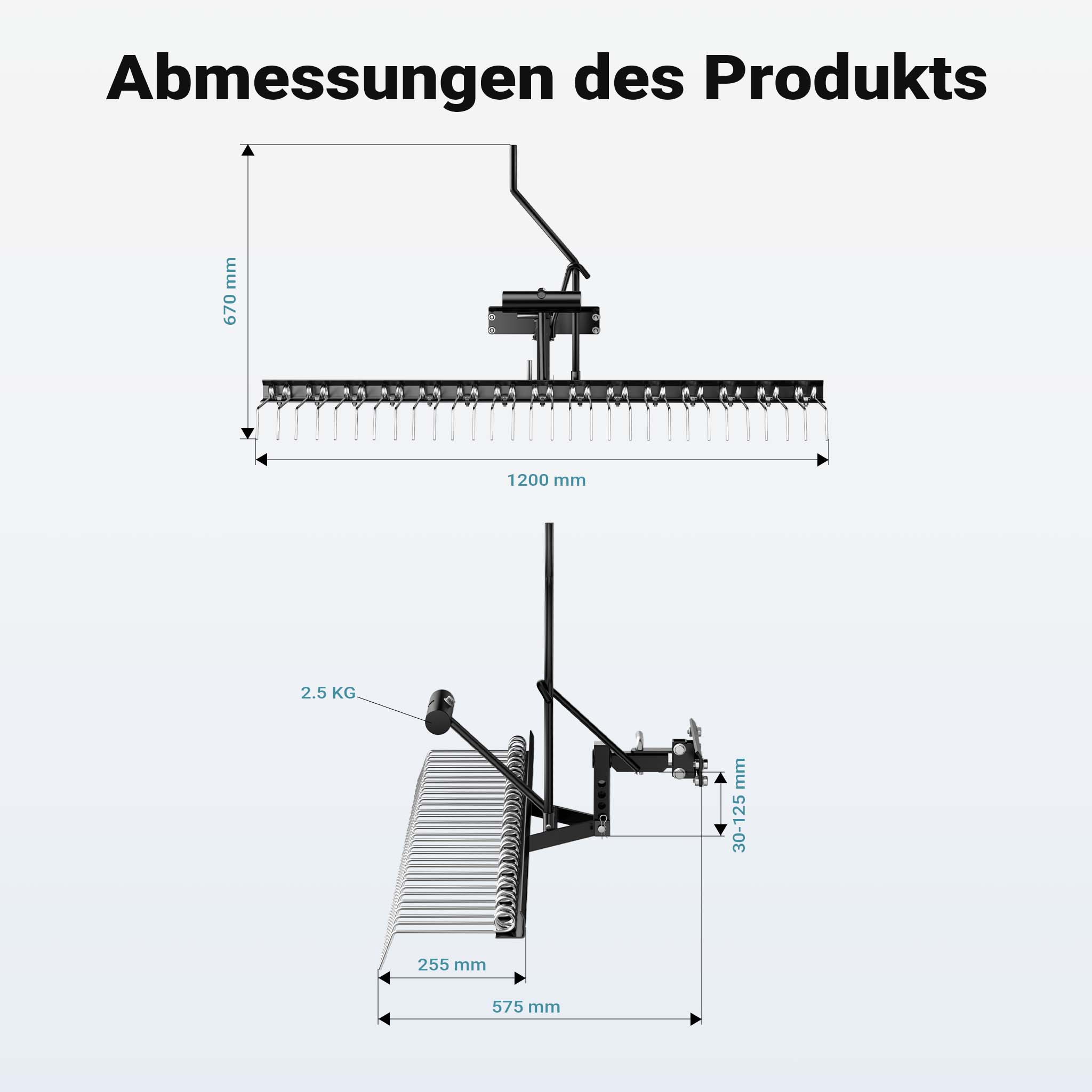 Scarificatore a molle per trattorini tosaerba, larghezza di lavoro 120 cm, per arieggiatura prato