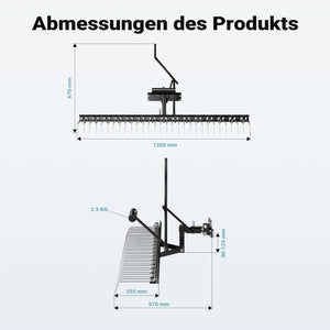 Scarificatore a molle per trattorini tosaerba, larghezza di lavoro 120 cm, per arieggiatura prato