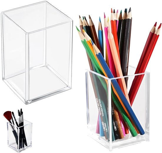 Organizzatore per Scrivania - 2 Pezzi - Acrilico - Dimensioni 7 x 7 x 10,5 cm - Resistenze al Colpo