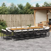Set da Pranzo da Giardino 17 pz con Cuscini Nero in Polyrattan 3211431