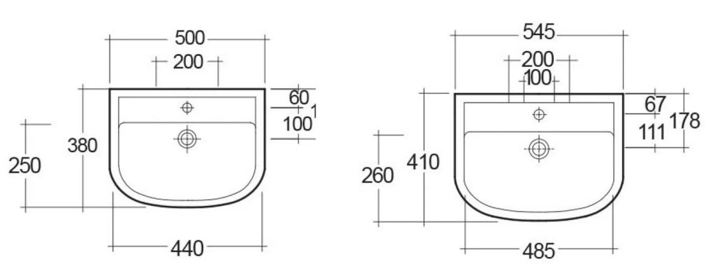 Lavabo compact 50 cm monoforo