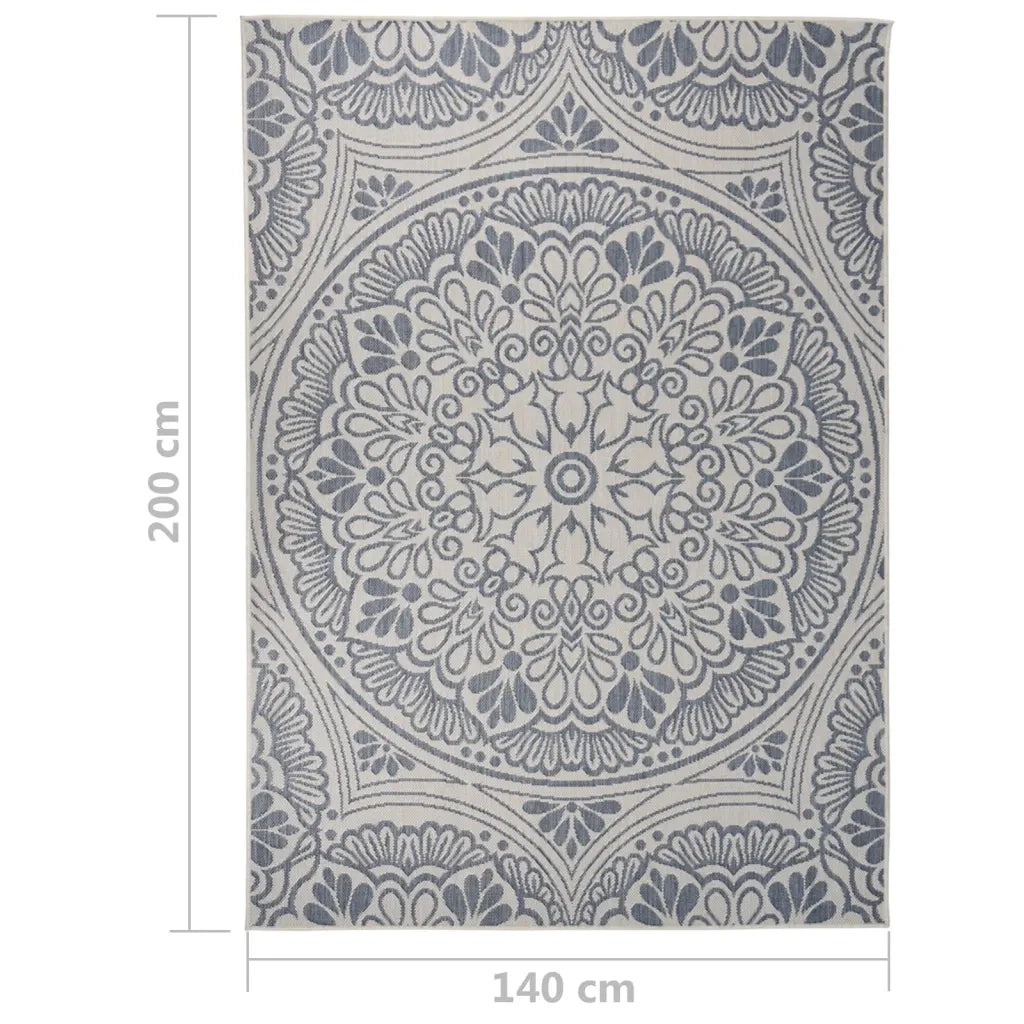 Tappeto da Esterni a Tessitura Piatta 140x200 cm Motivo Blu cod mxl 66616