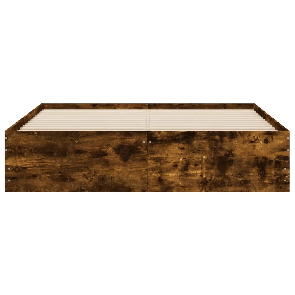 Letto matrimoniale | Letto per adulti | Giroletto con Cassetti Rovere Fumo 150x200 cm Legno Multistrato