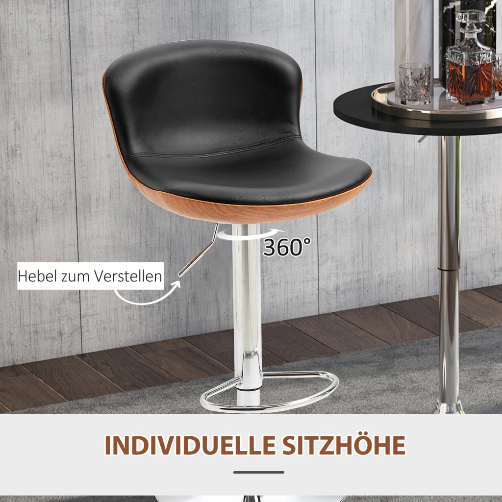Set 2 Sedie Alte ¨C zephmum ¨C Regolabile, Sgabelli Girevoli, Struttura in Metallo, Nero