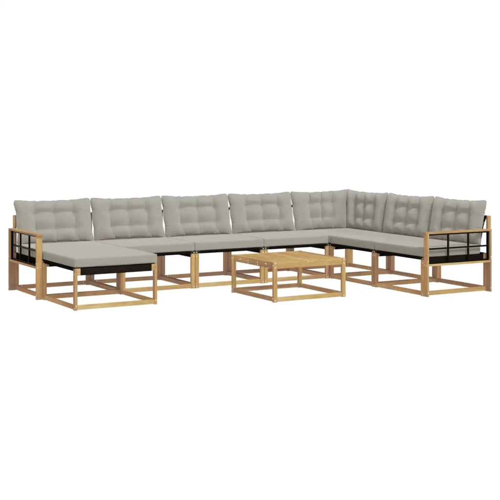 Set di divani da esterno 9 pcs Bianco e Grigio Chiaro
