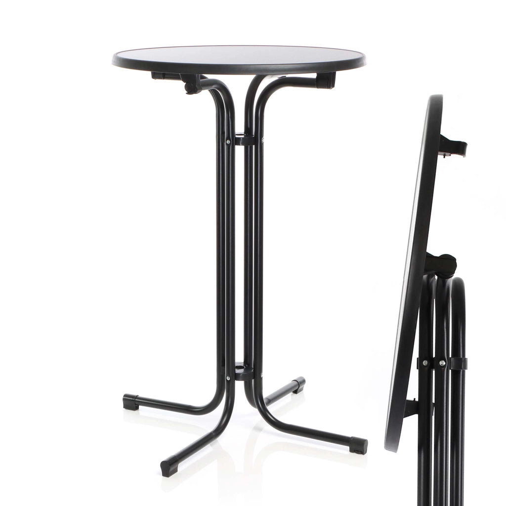 Toboli Tavolo alto da bar rotondo pieghevole nero Ø 80 cm h 110 cm per interno ed esterno