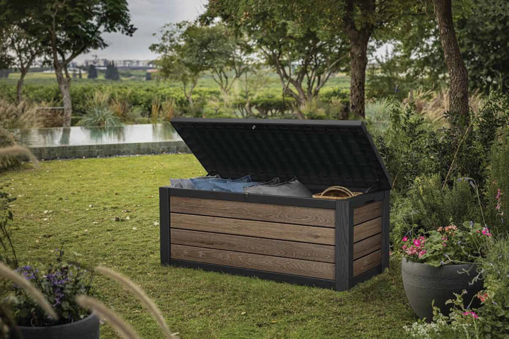 Baule da Esterno Keter Deco Box 150G 151,7x72,5x70 cm in DecoCoat Effetto Legno Noce