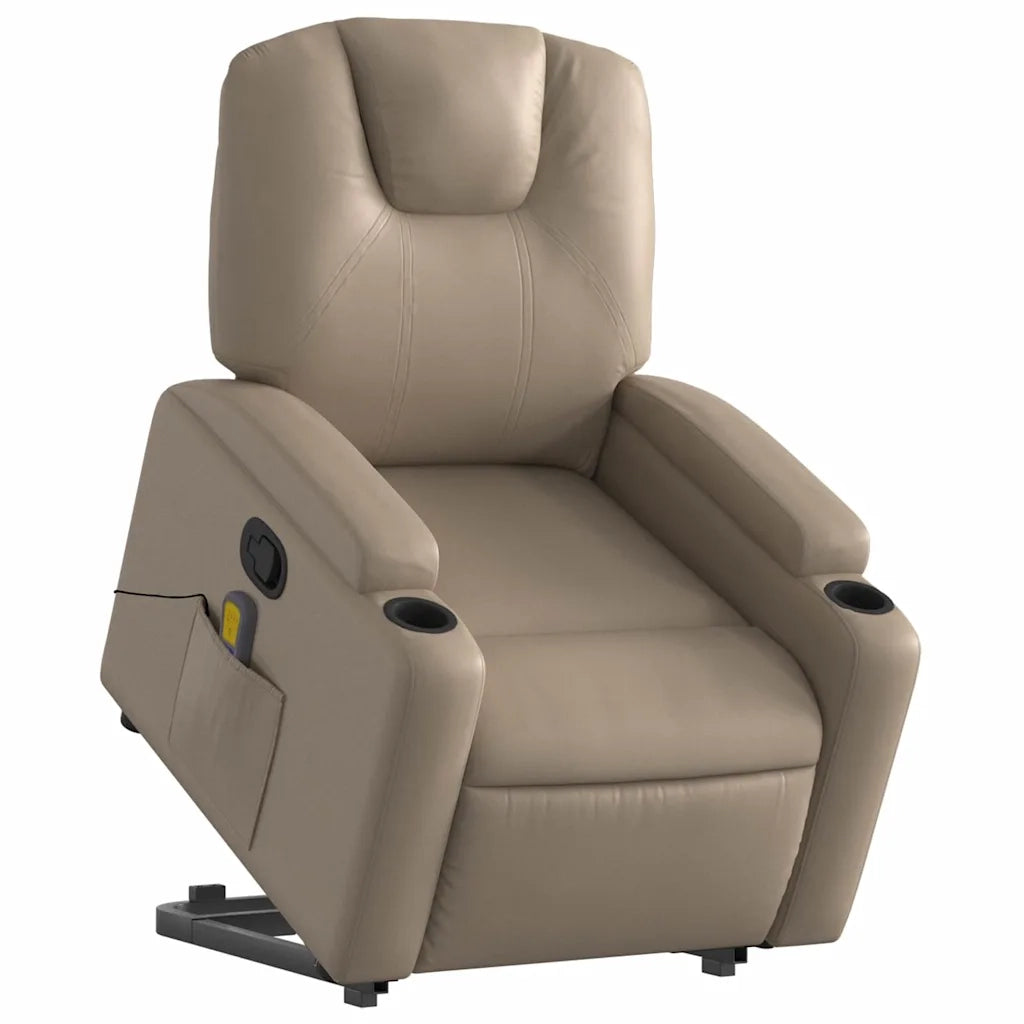 Poltrona | Sedia Relax Alzapersone Massaggi Reclinabile Cappuccino Similpelle