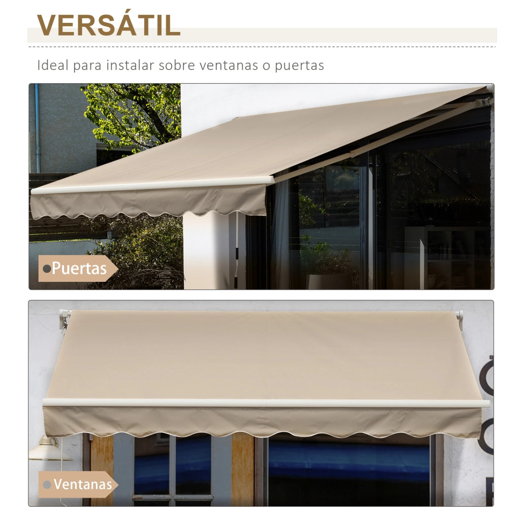 Tenda da Sole 4x2.5 m Avvolgibile a Manovella ¨C Zephmum ¨C Beige Metallo Alluminio