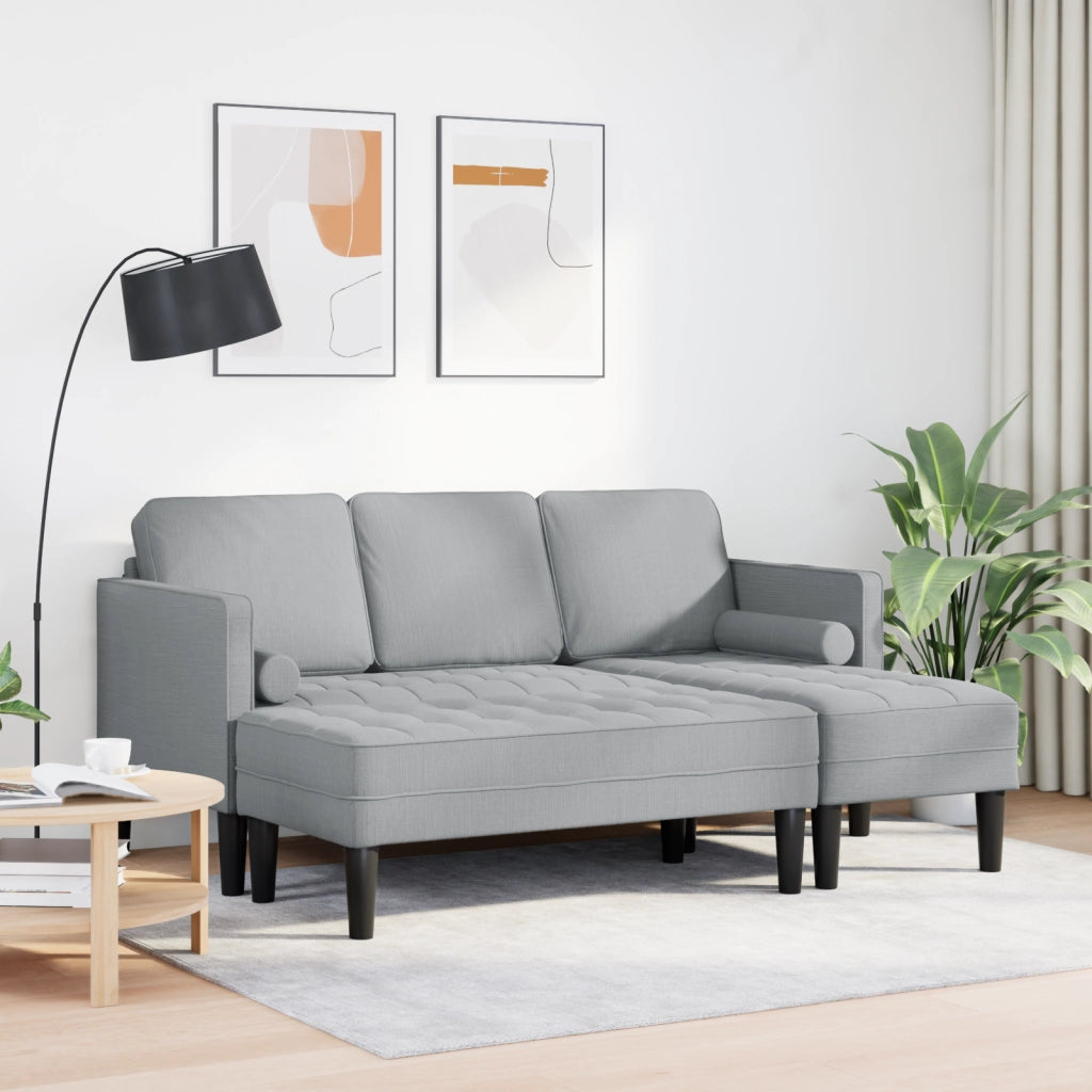 Set di 2 Divani con Cuscini Grigio Chiaro