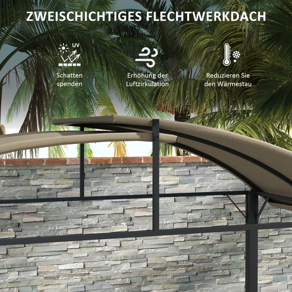 Gazebo per barbecue ¨C Xylo ¨C con 2 ripiani laterali e ganci, struttura in acciaio, 1,1x2,3m, khaki