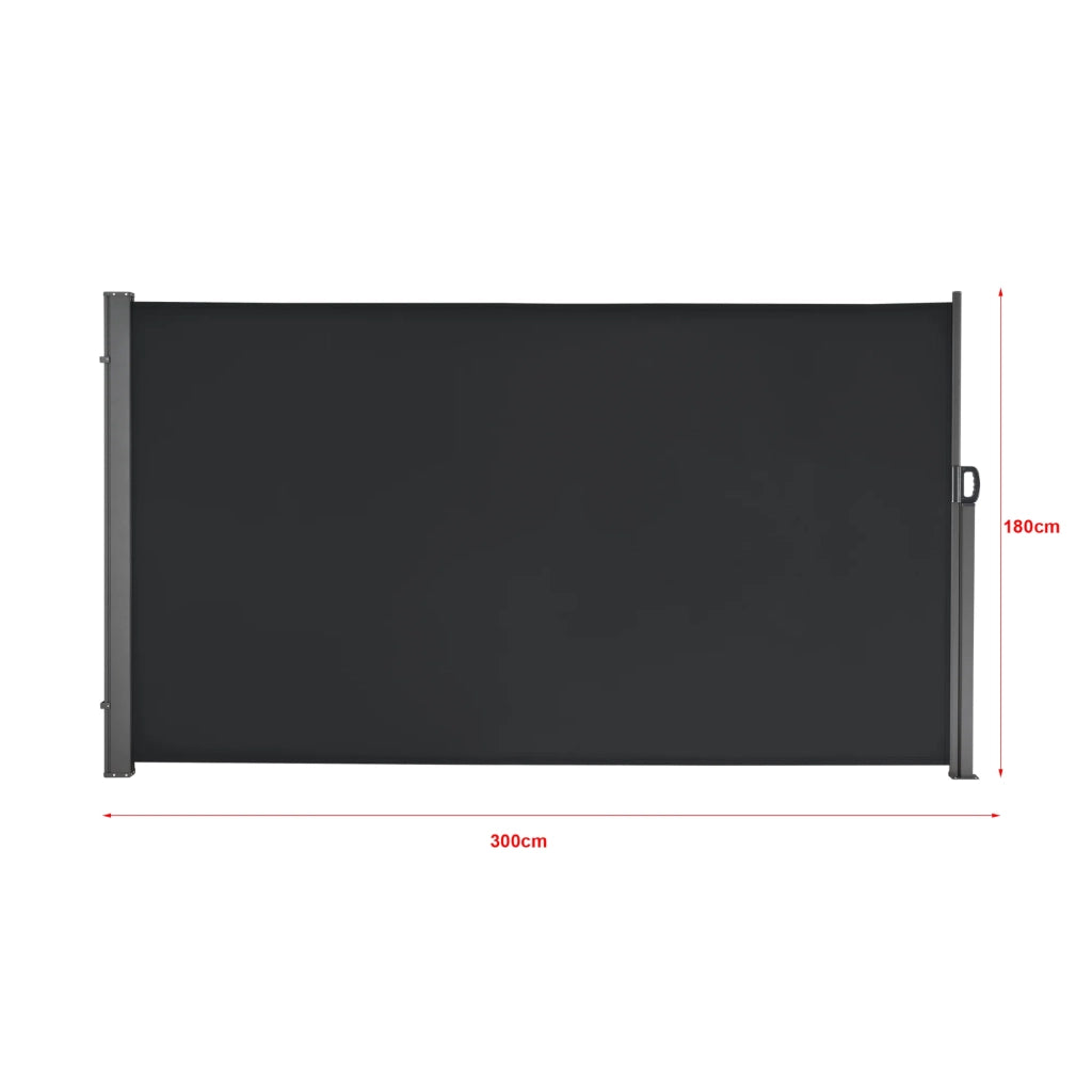 Tenda per balcone laterale acciaio poliestere 180 x 300 cm nero 03_0006578