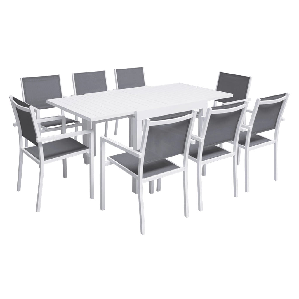VENEZIASet di mobili da giardino allungabili in textilene grigio 90/180 - alluminio bianco