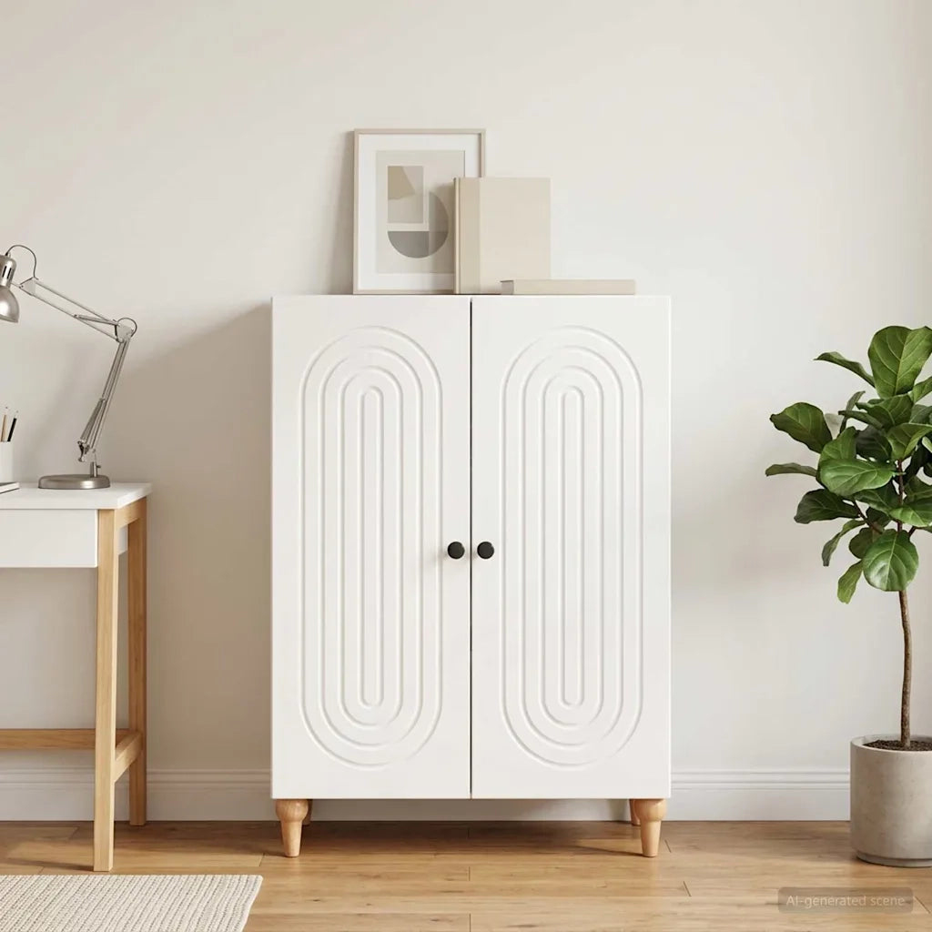 Credenza Bianco Lucido 66 x 34,5 x 90 cm Legno ingegnerizzato 894129