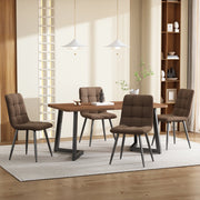 Tavolo da pranzo con 4 sedie in MDF color noce, seduta in velluto, per cucina e sala da pranzo