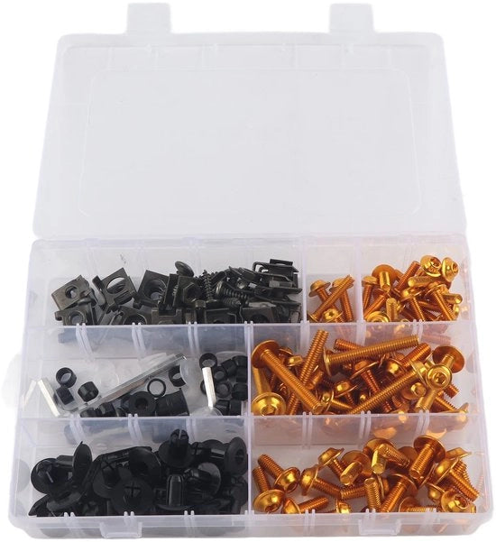 Kit di anelli di fissaggio per motocicli - 198 pezzi - Accessori di fissaggio - Viti - Viti a bussola - Anelli di chiusura - Adatto per motocicli - Kit di fissaggio per motocicli