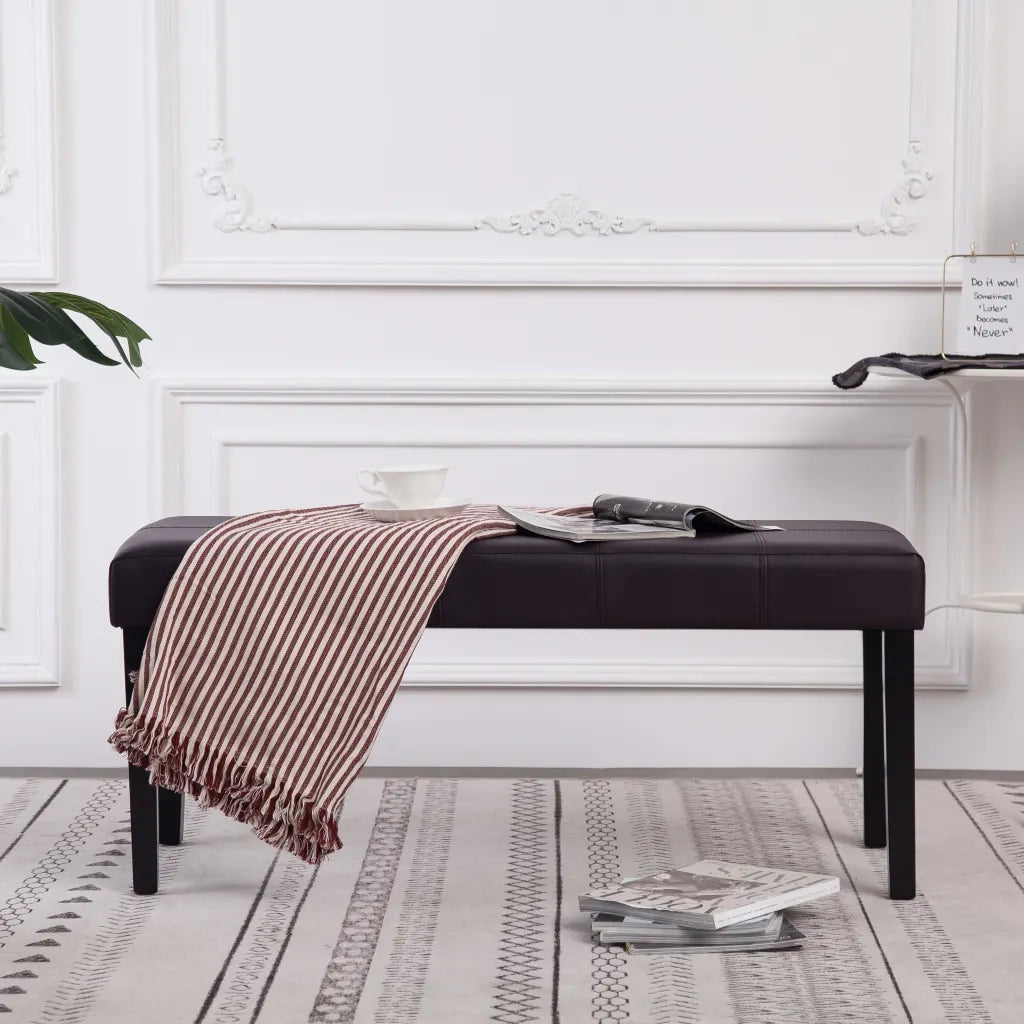 Panca-Sgabello 106 cm Marrone in Similpelle