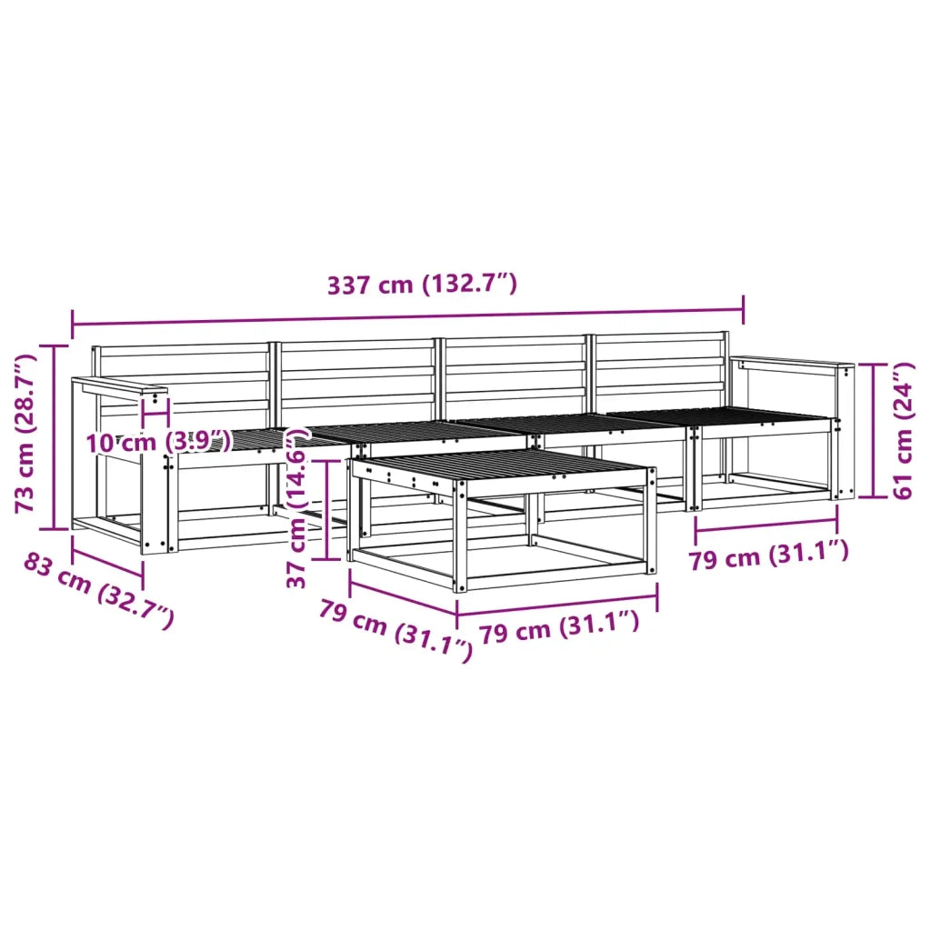 Set di divani da esterno 5 pcs Bianco 79 x 79 x 37 cm 3386028