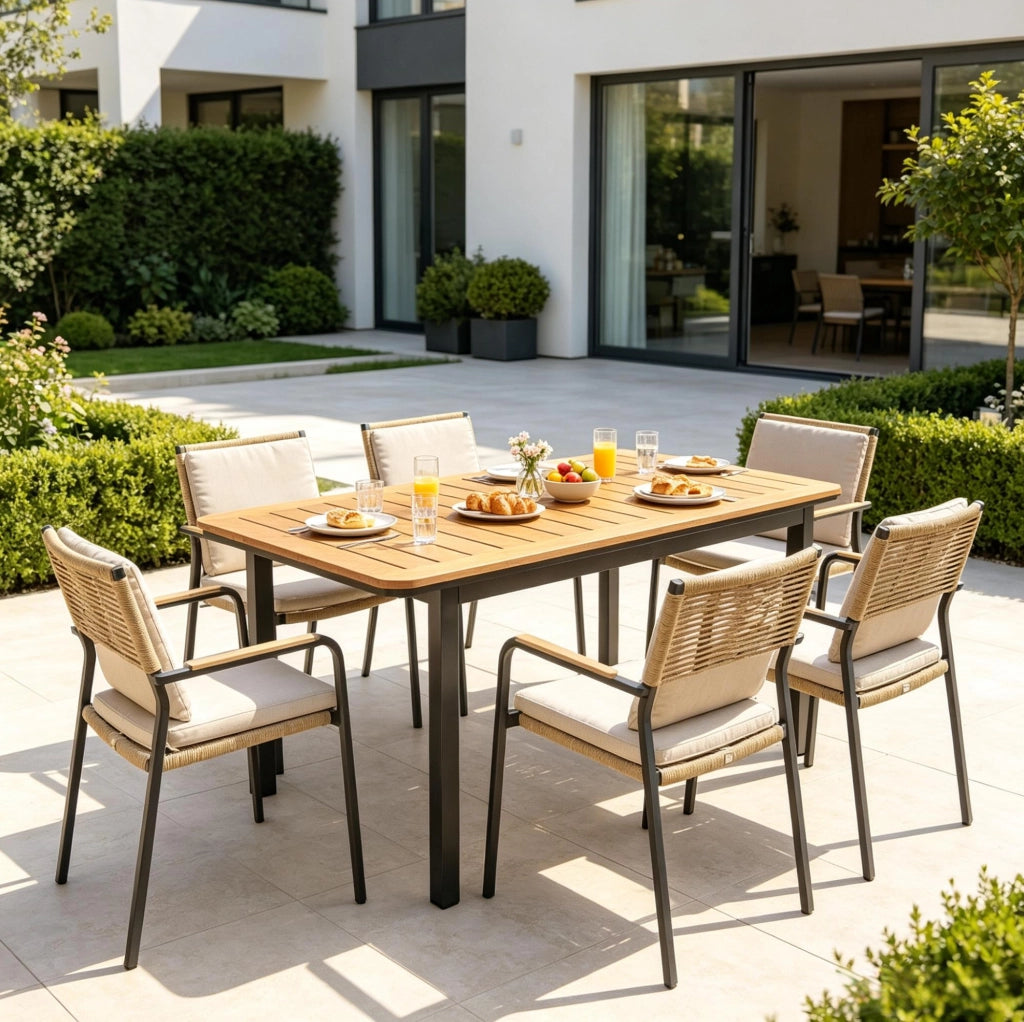 Tavolo da giardino 127x70 cm effetto legno marrone