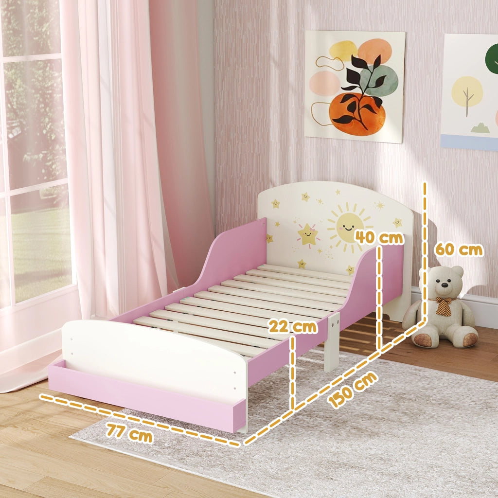 Letto a soppalco contenitore per bambini ¨C Zephmum ¨C Rosa 70x140 cm con stelle
