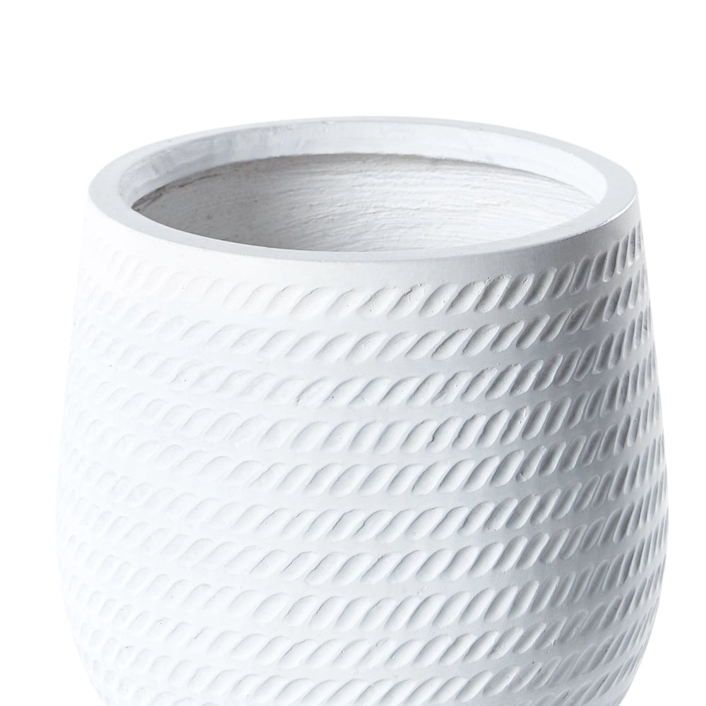 Vaso rotondo per piante in fibra di argilla con motivo in rilievo bianco sporco ⌀ 27 cm giardino terrazzo