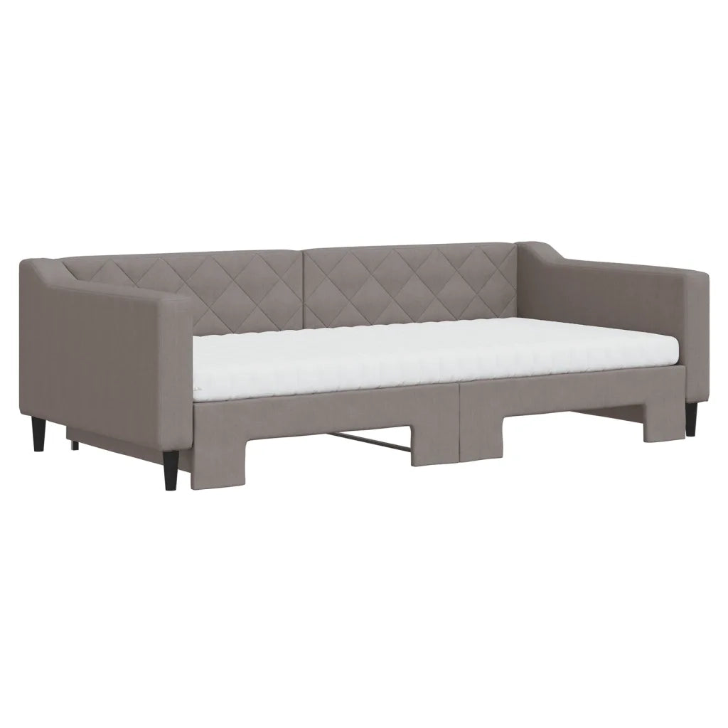 vidaXL Divano Letto Estraibile con Materassi Tortora 100x200cm Tessuto