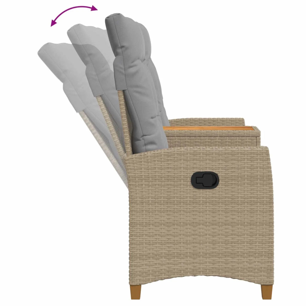 Panchina reclinabile con tavolo Beige e Grigio Chiaro