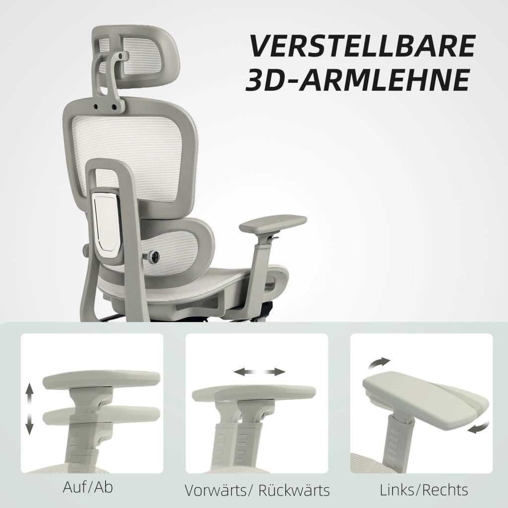 Sedia da ufficio ergonomica ¨C Xylo ¨C tessuto mesh beige, braccioli, schienale regolabile