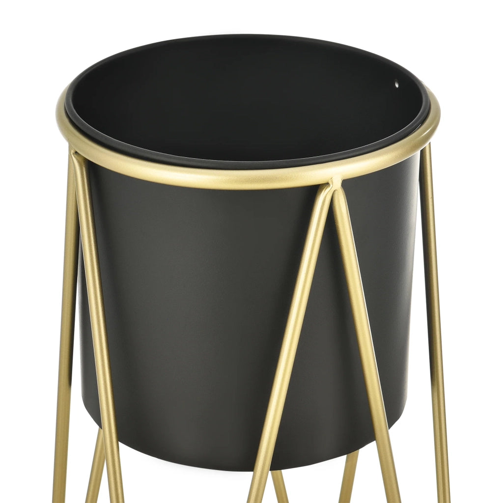 Set di 2 portavasi fioriere vasi da fiori vassoi vasi metallo ottone e nero 03_0006041