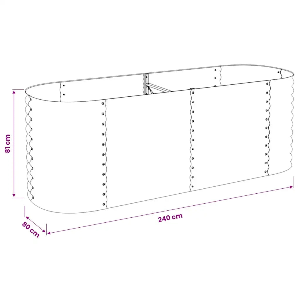 Letto Rialzato Giardino 240x80x81 cm in Acciaio Zincato Grigio 45523