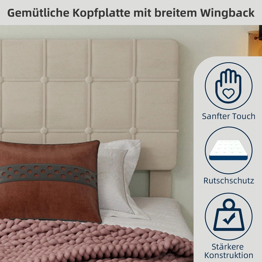 Letto Matrimoniale Imbottito ¨C Xylo ¨C Beige, Tessuto, 140x200