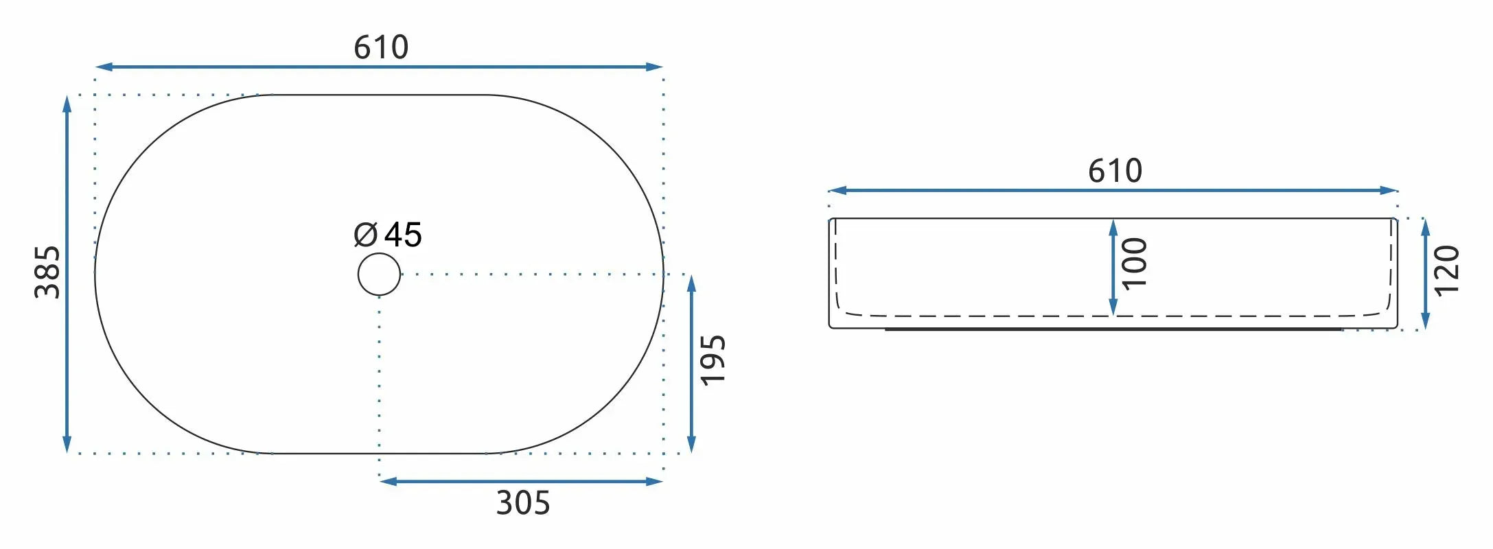 Lavabo Da Appoggio Rea Nadia 60 White Matt