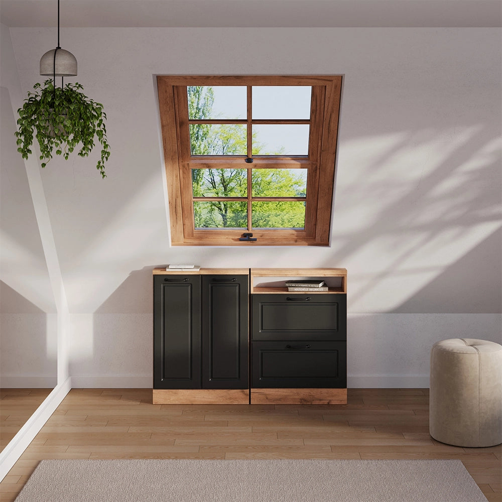 Vicco Set di mobili sottotetto Antracite Country House/oro Kraft Oak Set di 2