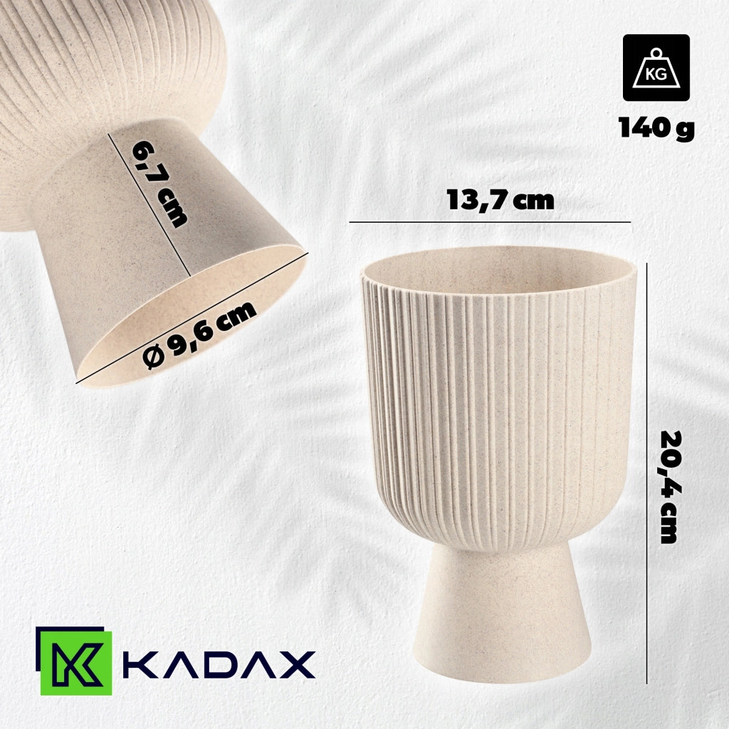 Vaso da fiori KADAX, vaso da fiori, da giardino, con coperchio in plastica, 14 cm, supporto per fiori, beige