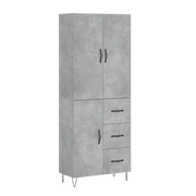 Credenza | Madia | Buffet da pranzo | Armadio da pranzo Grigio Cemento 69,5x34x180 cm in Legno Multistrato