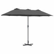 Ombrellone da giardino pieghevole moderno 370 x 197 x 239 cm facile da trasportare resistente realizzato in poliestere color antracite 02_0058741