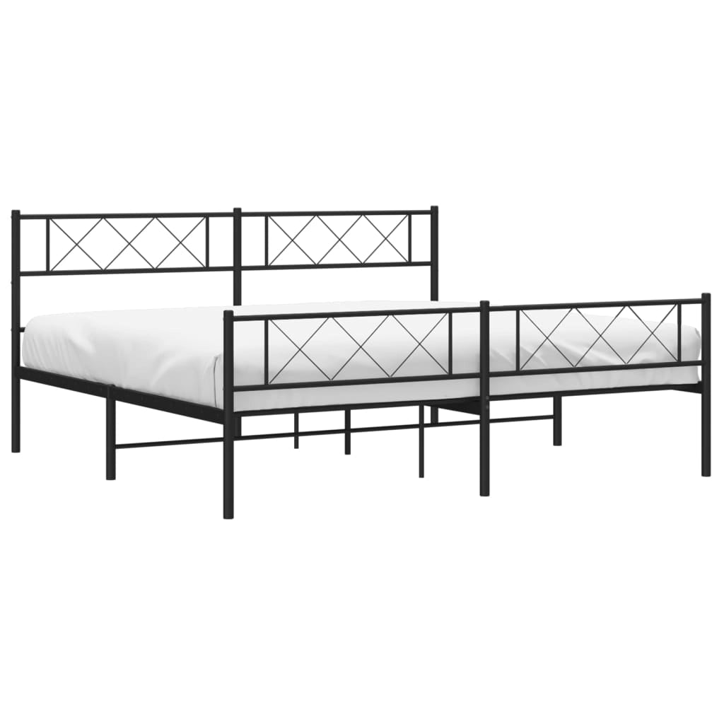Giroletto con Testiera e Pediera Metallo Nero 180x200 cmcod mxl 82577