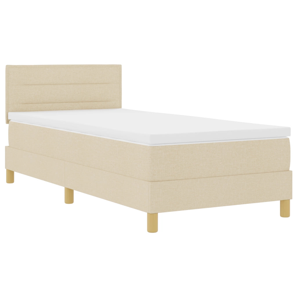 Letto Box Spring con Materasso Panna 80x200 cm Tessuto