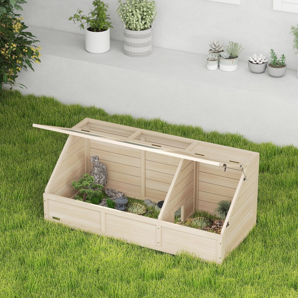 Gabbia per animali domestici in legno con coperchio ¨C Minimal ¨C 2 scomparti, colore naturale