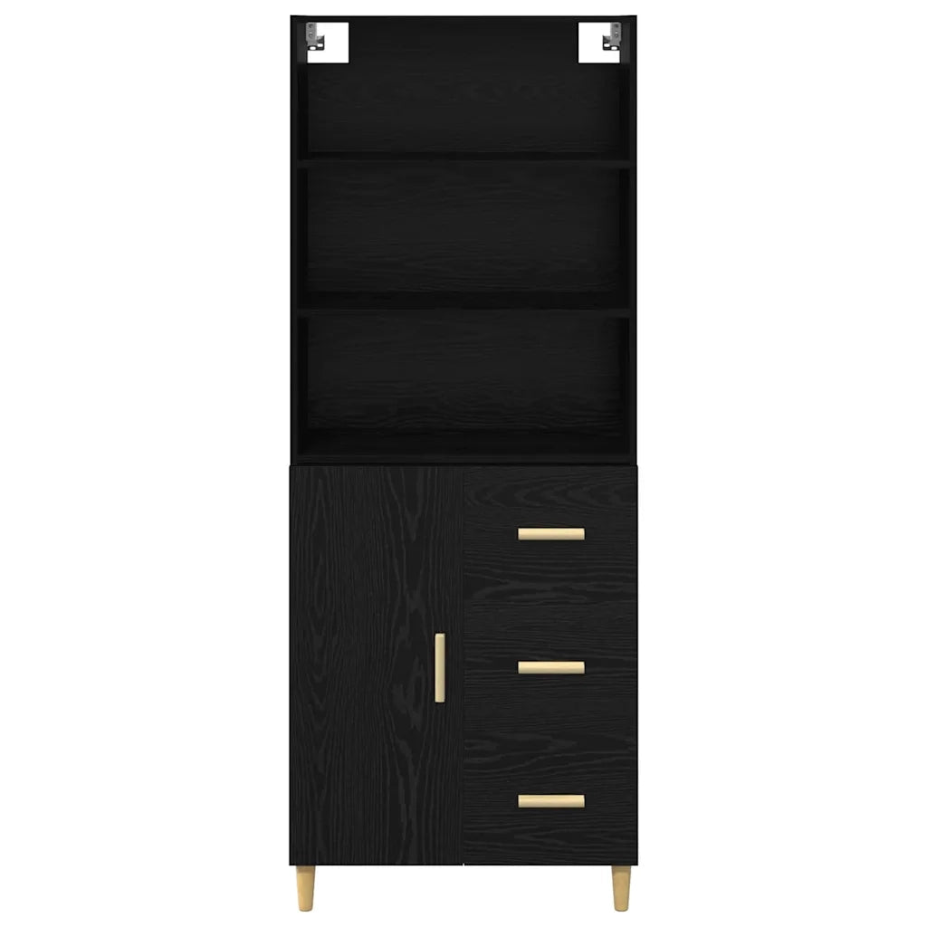 Credenza Rovere Nero 69,5 x 32,5 x 180 cm Legno multistrato