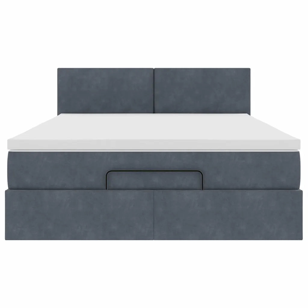 Struttura Letto Pouf con Materasso 140x190 cm Velluto